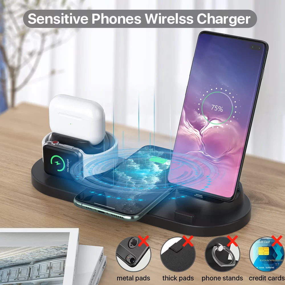 Wireless Charger for IPhone 6 in 1 Wireless Charging Station Stand for Multiple Devices